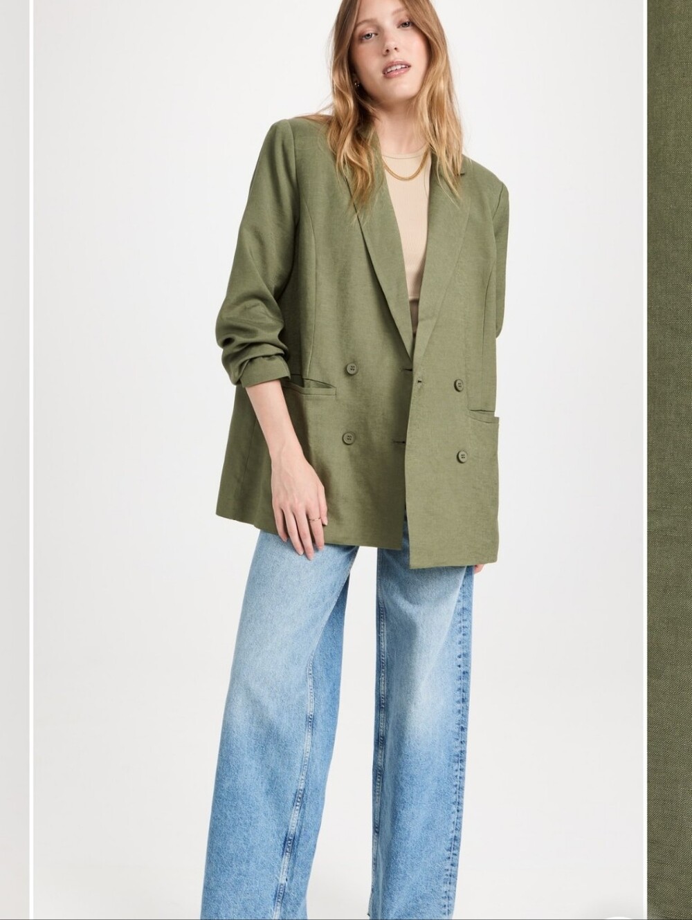 Lioness Oversized Green Double-Breasted Blazer Jacket -